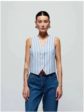 Nation LTD Maddie Vest in Parisian Blue Stripe NWT